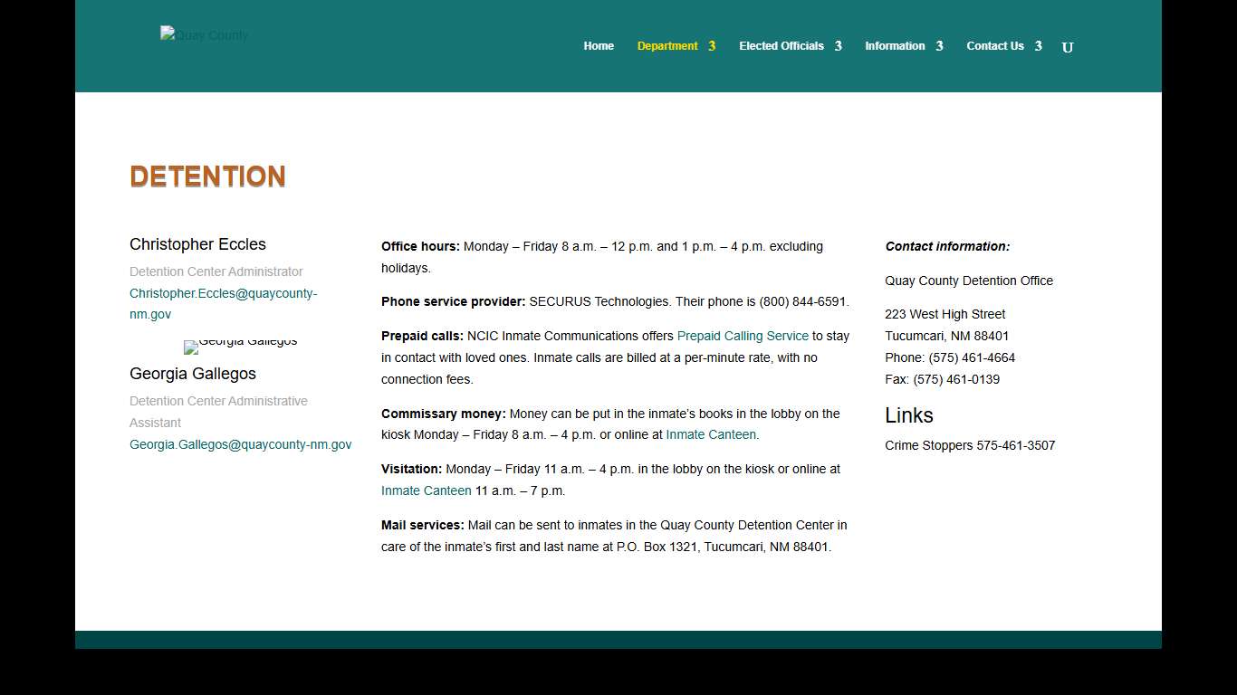 Detention | Quay County